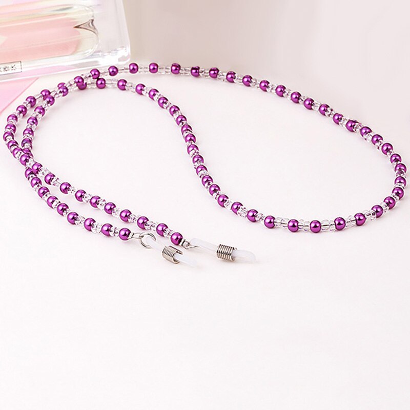 Chaîne perles colorées pour lunettes de soleil, collier pour femmes, cordon pour la lecture, cordelette de cou, cordelette pour accessoires lunettes: E-2-65CM