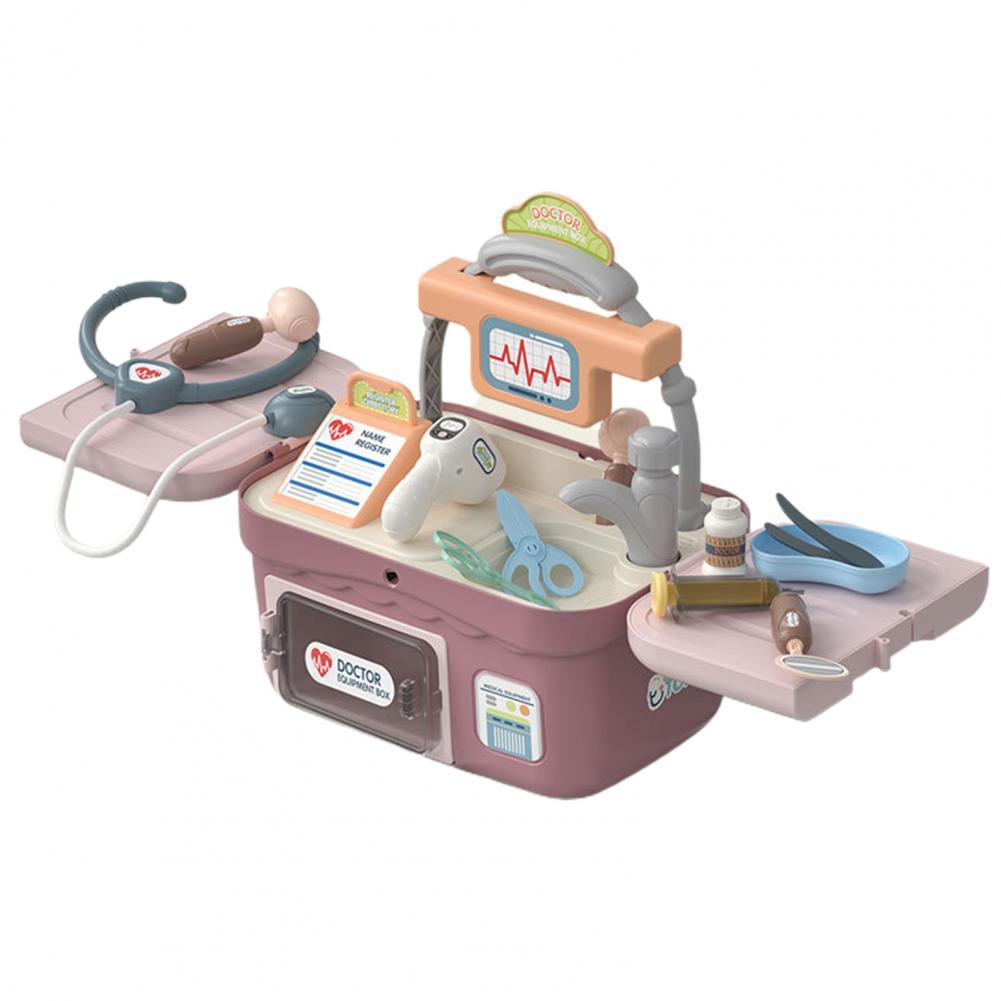 18Pcs/Set Pretend Play Toy Fully Equipped Long Lifespan Plastic Medicals Suitcase Pretend Play Toy for Household: Red