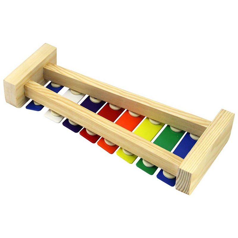 NÄHT-Holz 8-Schlüssel Xylophon für Kinder Genau Abgestimmt Glockenspiel Bunte Tasten mit Gravierte Notizen