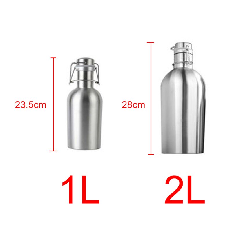 Mayitr 1pc 1l/2l 32oz/64oz vannflaske i rustfritt stål vann øl termos growler utendørs isolasjonsfat til sportsflaske