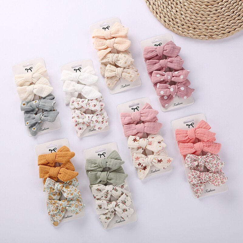 Pinzas para el pelo para niña, ganchos de algodón para bebé, accesorios bohemios, horquilla bonita para niña, 4 unids/set por juego