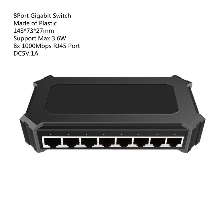 Mini 8Port Network Switch Desktop Gigabit Fast RJ45 Ethernet Switcher LAN Switching Hub Shunt Adapter 10/100Mbps: 8Port Gigabit Switch