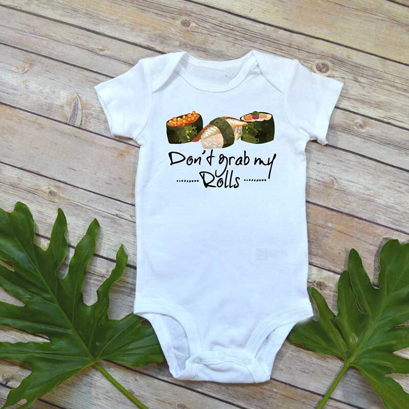 DERMSPE Casual Pasgeboren Baby Jongen Meisje Korte Mouw Letter Print niet Grab Mijn Rolls Romper Outfits Babykleertjes wit