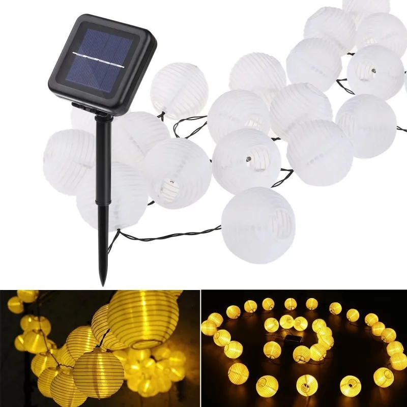 Solar Lantern String Lights Waterproof Outdoor Garland Fairy Lights Solar Powered Garden Decor Light for Christmas Wedding Party