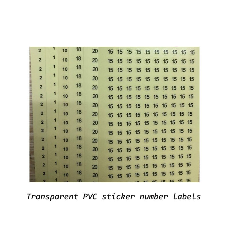 Transparente PVC-Aufkleber Größe Etiketten 1-30 Nummer Kleidungs stück Kleidung Zubehör Größe 0,8 cm Durchmesser 1500 stücke/viel