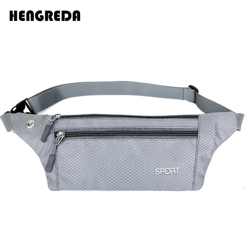 2018 del Pacchetto di fanny culo Borsa Donne di Modo Degli Uomini del Sacchetto Sottile Della Vita per i Viaggi Impermeabile con Auricolare Foro: grigio fanny pack