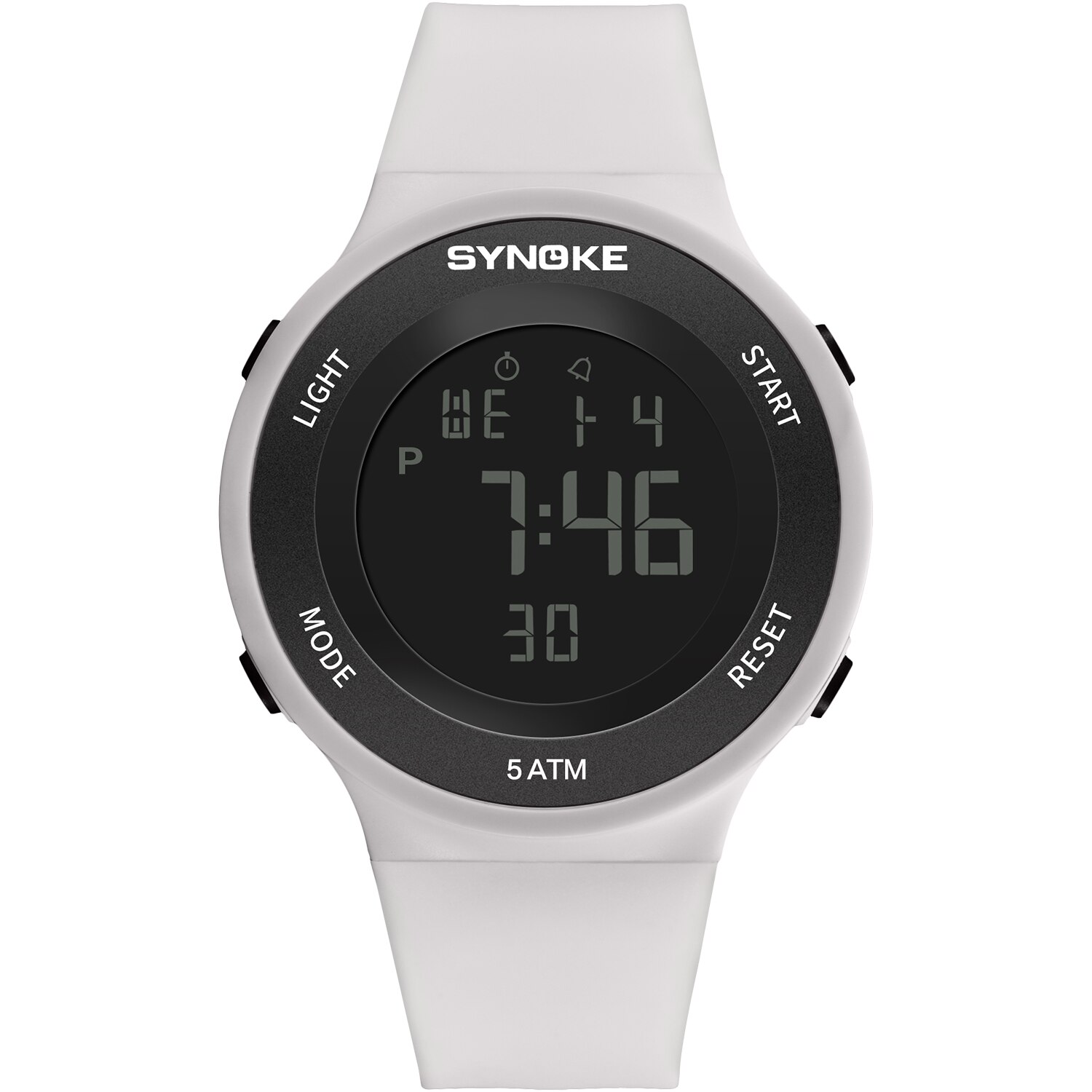 Synoke Horloges Mannen Led Digitale Horloge Man 50M Waterdicht Outdoor Sport Horloges Klok Met Band Relojes Hombre: 9199 White