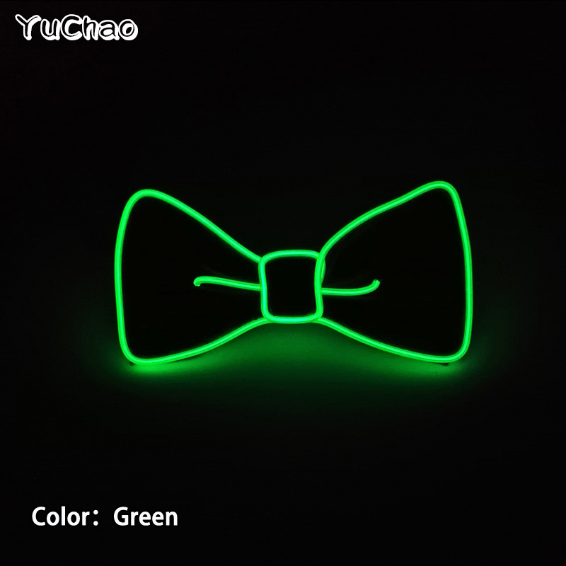 Fluorescerande led-fluga som lyser upp gentleman slipsbar klubb rekvisita neonglödande dans maskerad herrfluga kostym: Grön