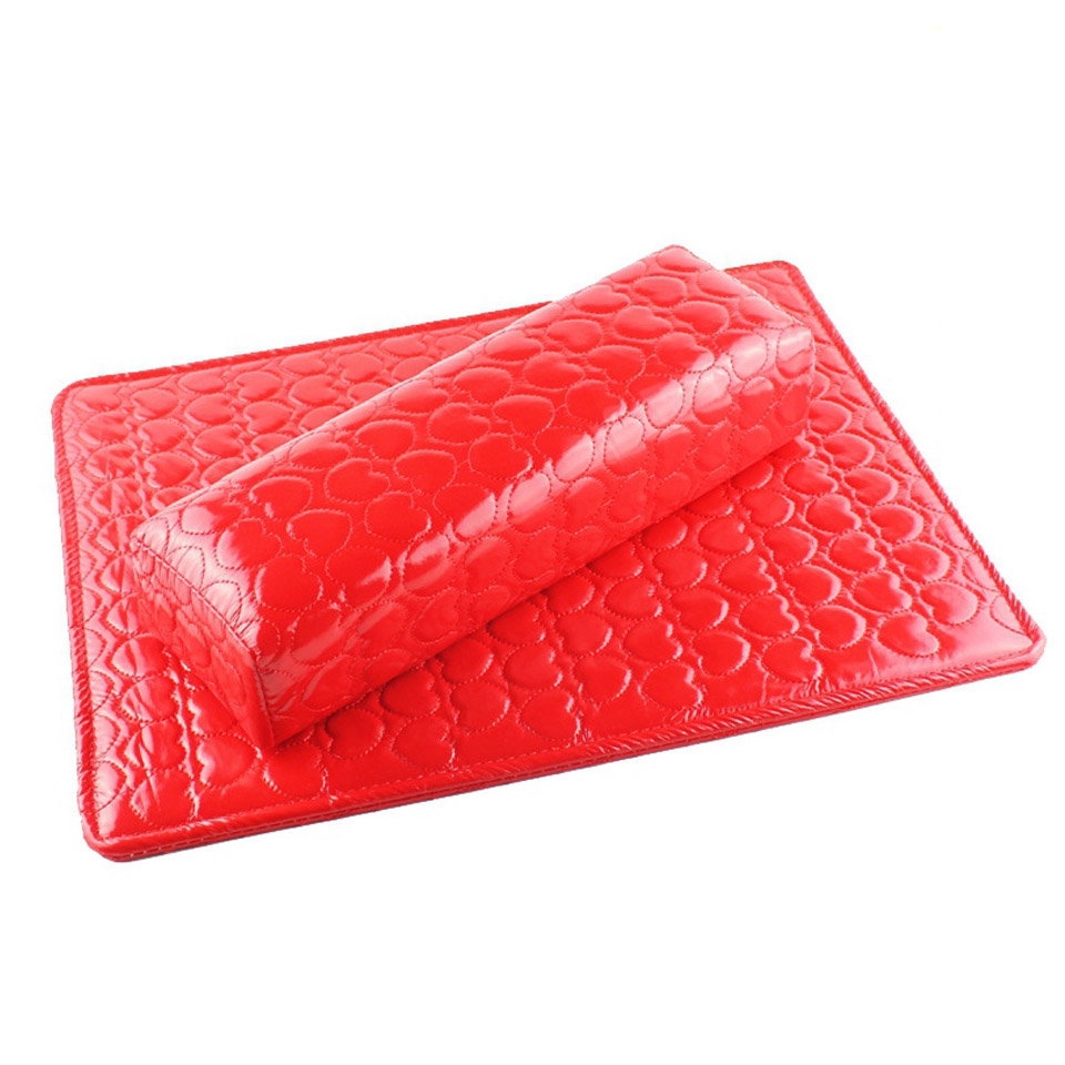 Repose-main en cuir PU lavable pour Salon de manucure, repose-bras, oreiller, support de coussin et coussin, accessoires, outil, 1 ensemble: Red