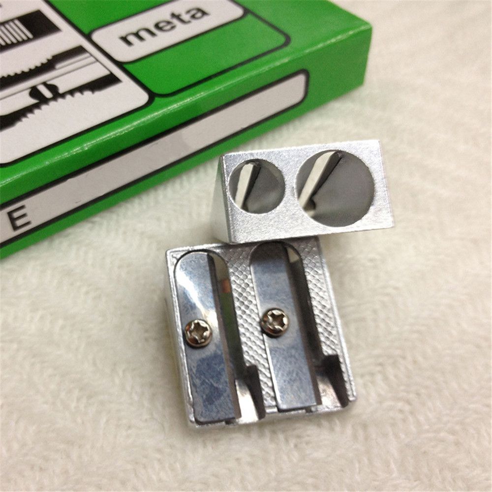 Novedad, sacapuntas de aleación de Zinc, material de papelería encantador, cuchillas metálicas de acero con agujeros dobles, herramienta de corte para bolígrafos, suministros escolares y de oficina