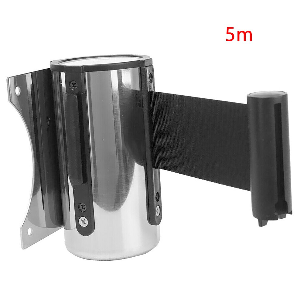 Retractable Ribbon Barrier Crowd Control Outdoor Stainless Steel Wall Mount Red Belt Sport Stanchion Queue 2m/3M/5m: Black / 500cm
