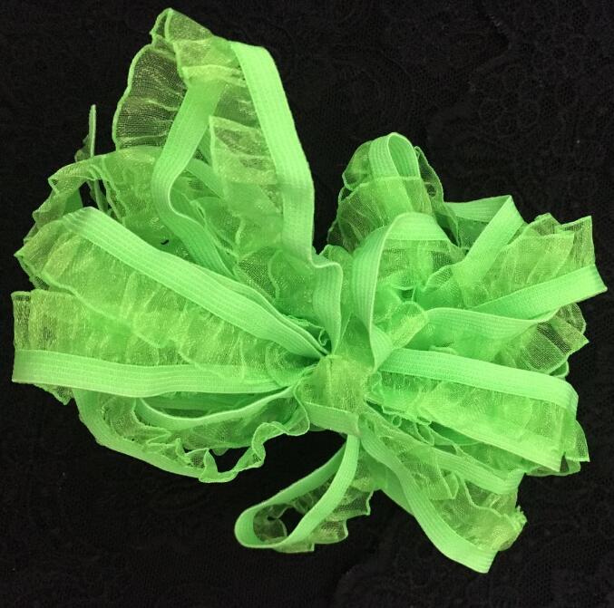 5 Yards Pretty Zwart Wit Roze Koningsblauw Kant Accessoires DIY Elastische Gaas Ruche Kant Kledingstuk Stretch Kant 1.5 cm breedte: green