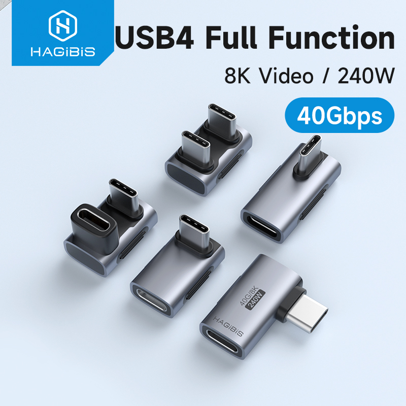 Hagibis 240W Adapter USB C do C 40Gbps 8K 60Hz 90 Degree Converter Adapter USB4 do tabletu Thunderbolt 4/3 MacBook iPhone 16 Pro