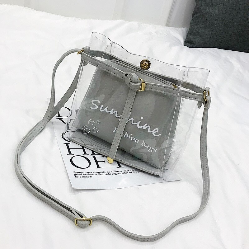 Yogodlns sacs à bandoulière pour femmes dame Transparent épaule gelée paquet été sac à main téléphone sac bolsa: Gray