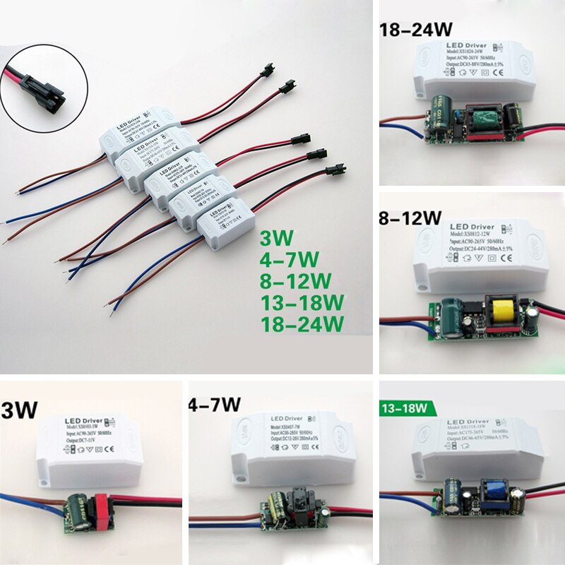 LED Driver Power Supply Adapter Transformer For LED Lights Lighting Transformers Power Switch Adapter For LED AC90~265V 3~24W