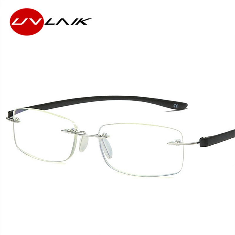 Uvlaik Mannen Vrouwen Anti Blauw Licht Rilmless Leesbril Legering Optische Frameloze Transparante Brillen 1.0 1.5 2.0 2.5 3.0