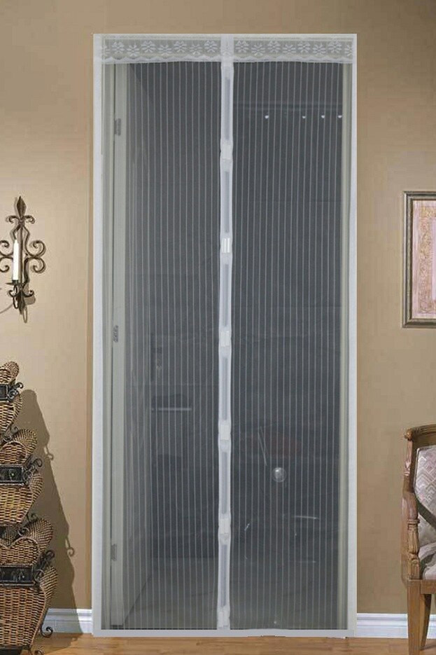 2 størrelse sommer mesh net anti myg insekt flue bug gardin automatisk lukning dør skærm køkken gardin: Hvid / 100 x 210cm