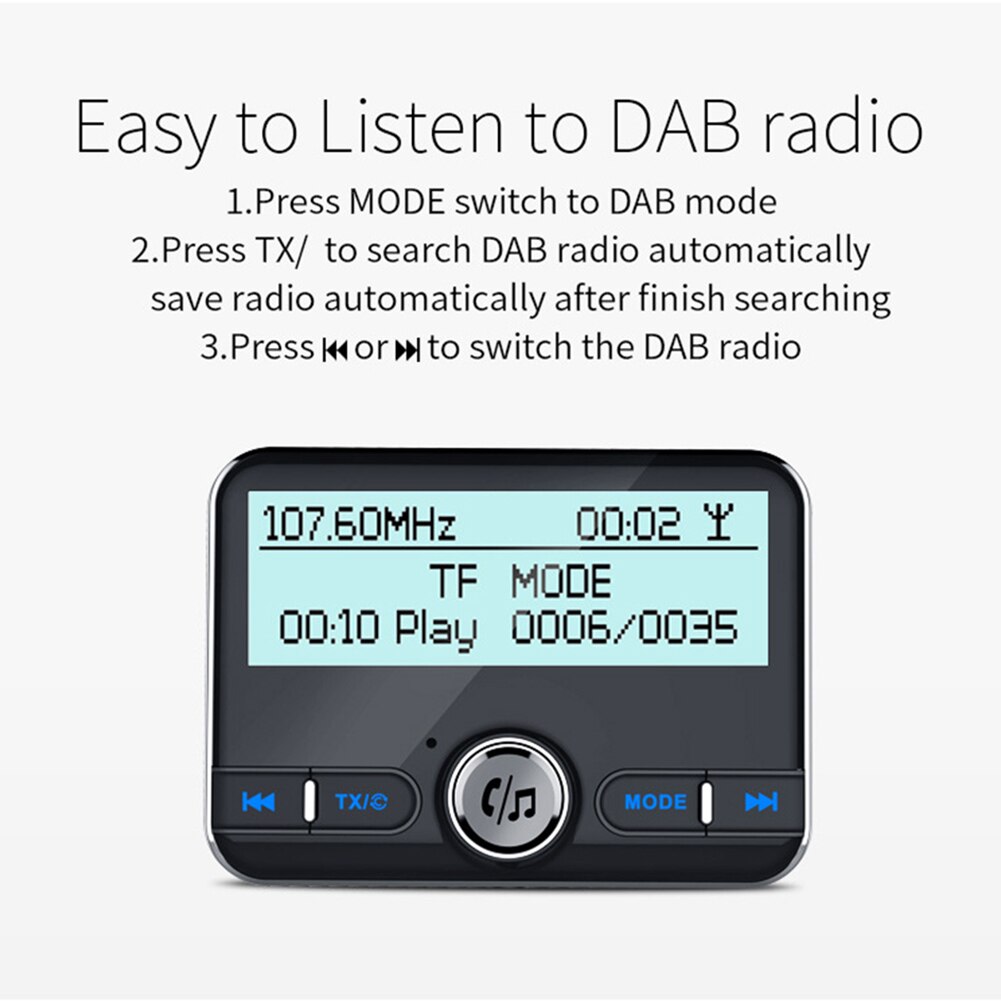 DAB002 Multifunktionale Auto DAB Digital Radio Adapter FM Transmitter Ladegerät Automobil Elektrische Zubehör