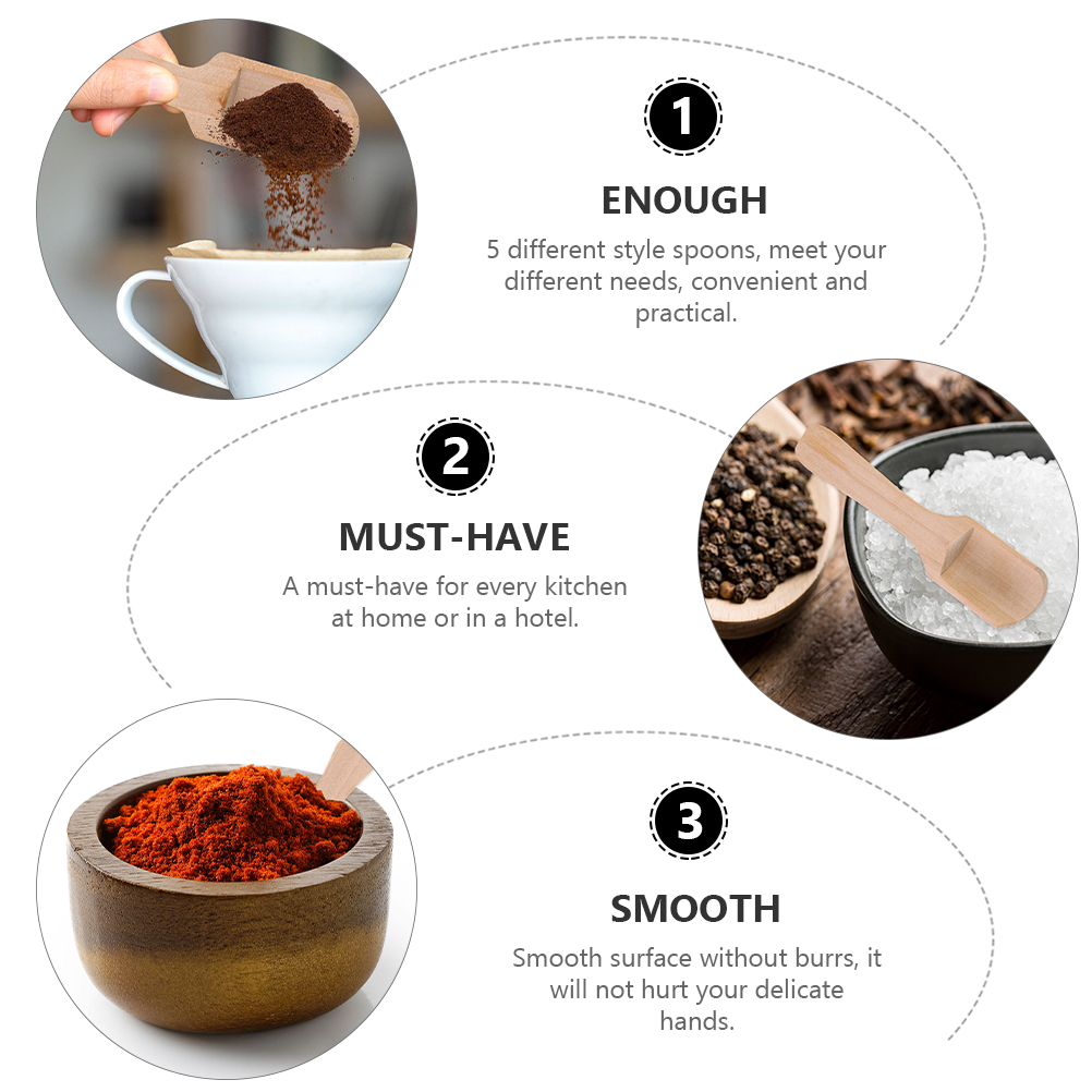 10Pcs Wooden Salt Spoon Wood Seasoning Spoon Tea Salt Shovel Kitchen Gadget