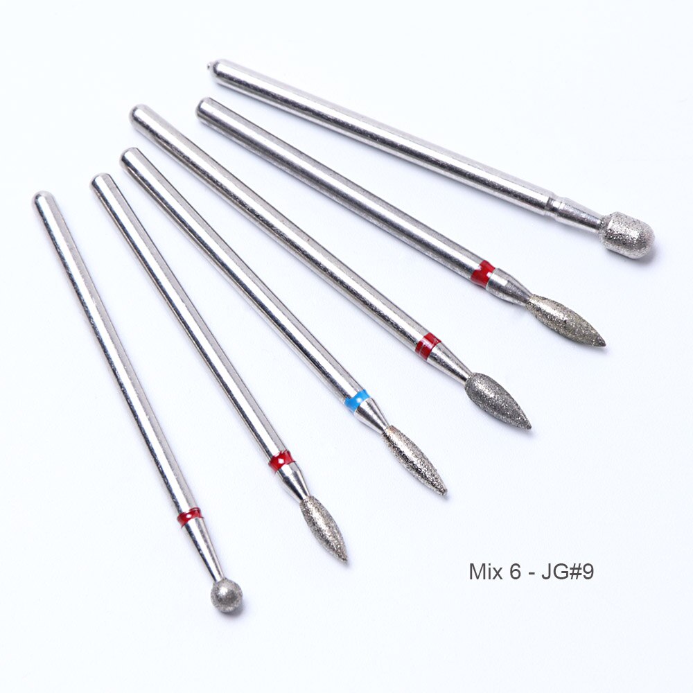 Uds diamante cortadores para uñas de manicura brocas Rotary Burr de archivos Molino de cepillo eléctrico amoladora corindón herramientas BEJG: Mix 6-JG09