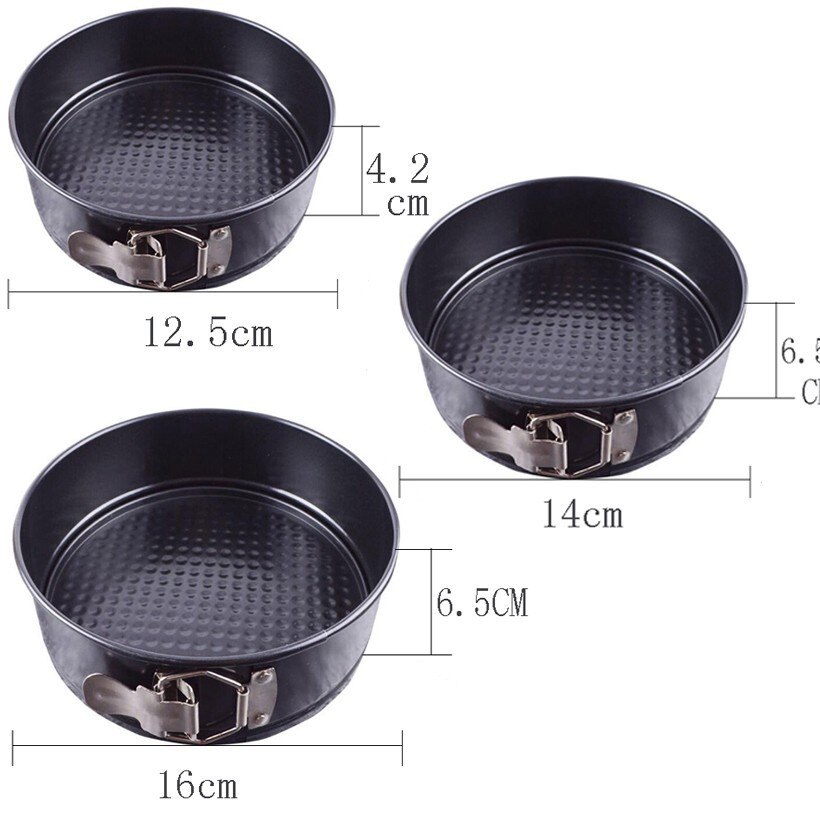 Round Non-stick Carbon Steel Cake Mold Metal Baking Model Pastry Cakes Grilled Tray Detachable Bottom Disc For Kitchen Bake: 3 pcs