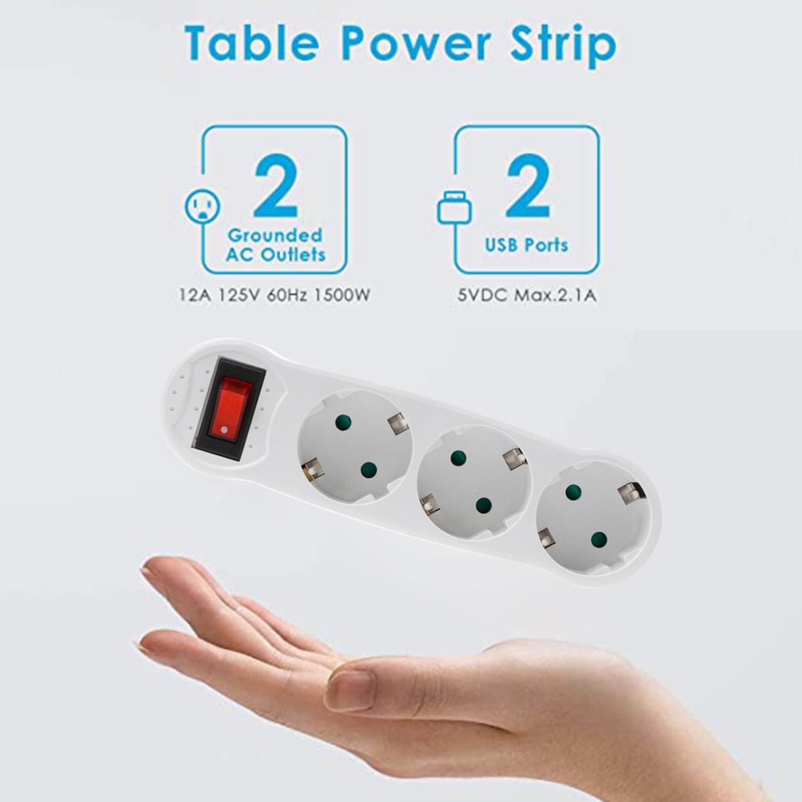 Adaptateur de chargeur mural, 3 prises, 2 prises rondes, 3 trous, avec interrupteur, prise de courant blanche, Standard européen,