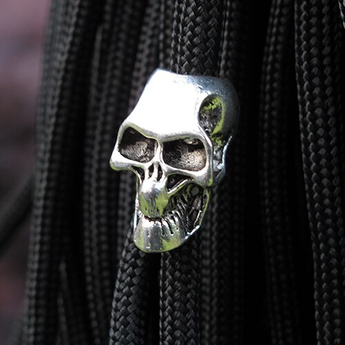 1 stk enkelt/dobbelt vertikalt hull metall hodeskalle perler for paracord kniv lanyards 3 farger