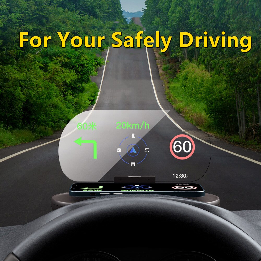 HUD Car Navigation Bracket Car Wireless Charger Head-Up Display Car HUD Mobile Phone Navigation Projector Car Accessories