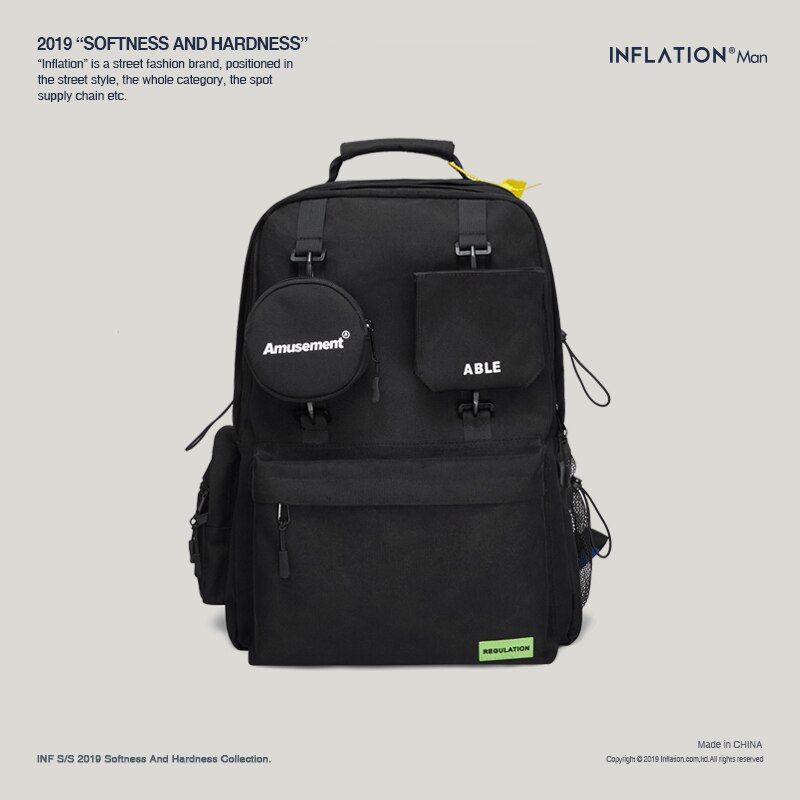 Mochila para hombres con inflación, bolso de hombro , mochilas de viaje a la para hombre, mochila de estilo urbano a la , mochilas para ordenador portátil, color sólido 205AI2018: black
