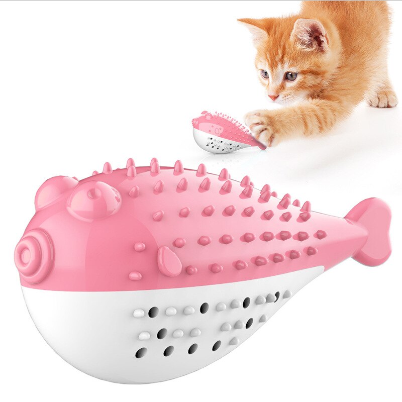 Szczoteczka robić zębów dla kota rozdymka tygrysia kształt czyste zęza pomocą miejsce kocimiętka używane wielokrotnie zabawki robić gryzienia dla zwierząt zabawny styl trwałe kolorowe zabawki dla kotów: różowy