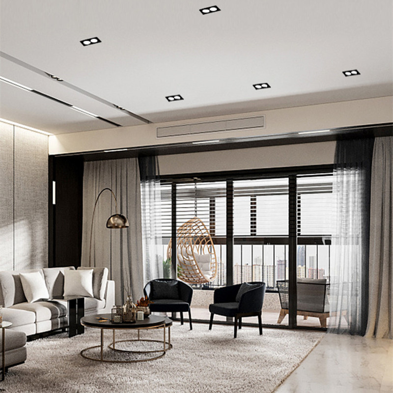 Glossy Square Recessed White Black LED Ceiling Light Dimmable LED COB7W 10W 14W 20W Decor AC85-265V