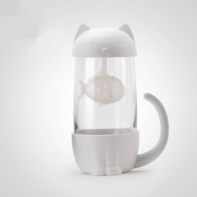 Tesil katt hund stil teinfusionskopp mugg glas tepåsar köksredskap pryl blötläggning filterkopp: 3