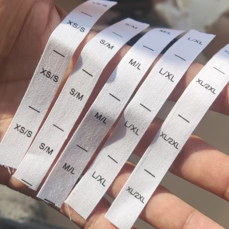 100PCS Wit Katoen Dubbele Maat Label voor volwassen XS/S S/M M/L L/XL XL/2XL Kledingstuk Print Doek Maat Etiketten