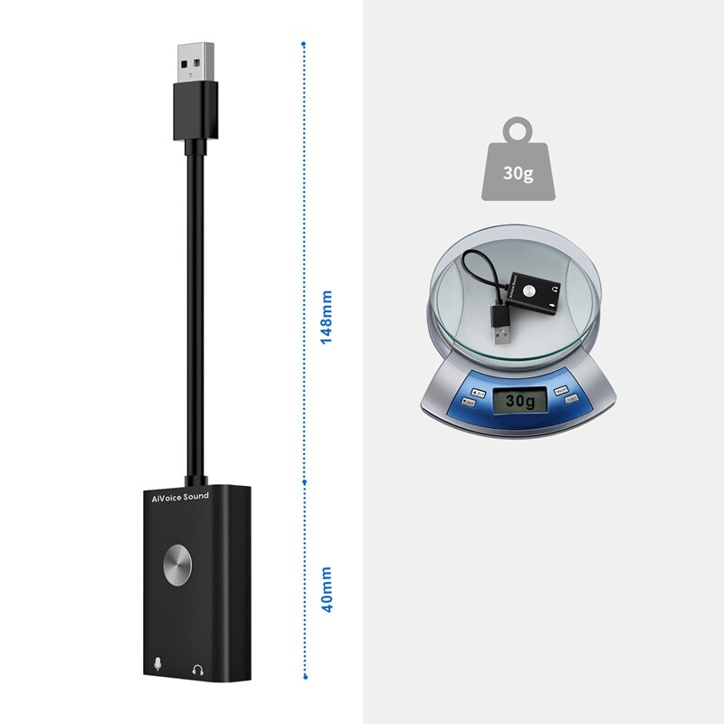 Traductor de voz inteligente buscar voz a texto tarjeta de sonido adaptador USB soporta 24 idiomas
