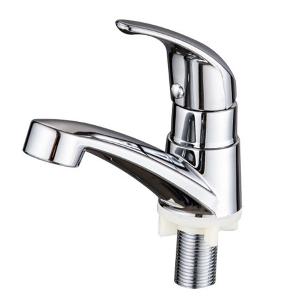 Badkamer Wastafelkranen Enkele Koudwaterkraan Zilver Badkamerkranen Enkele Handgreep Badrandcombinaties Wastafelkranen Hardware Accessoires: Default Title