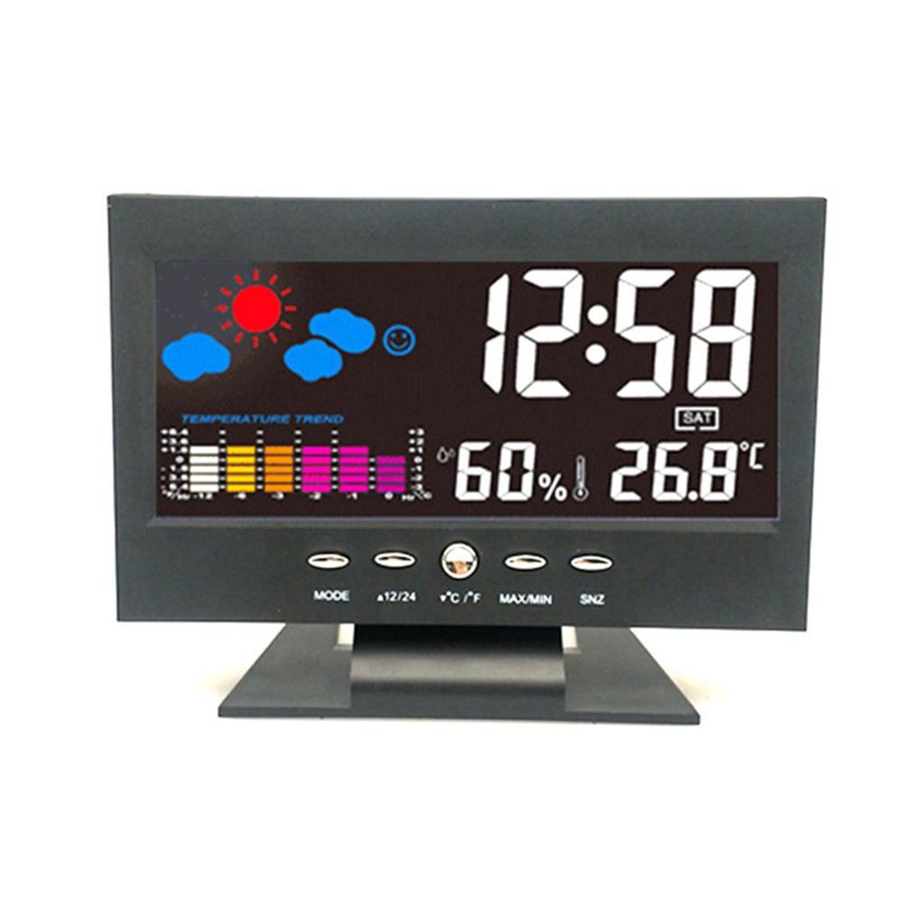Multi-función de la gran pantalla de reloj, calendario perpetuo Led con luz de fondo el pronóstico del tiempo pantalla Digital de escritorio reloj: Type1