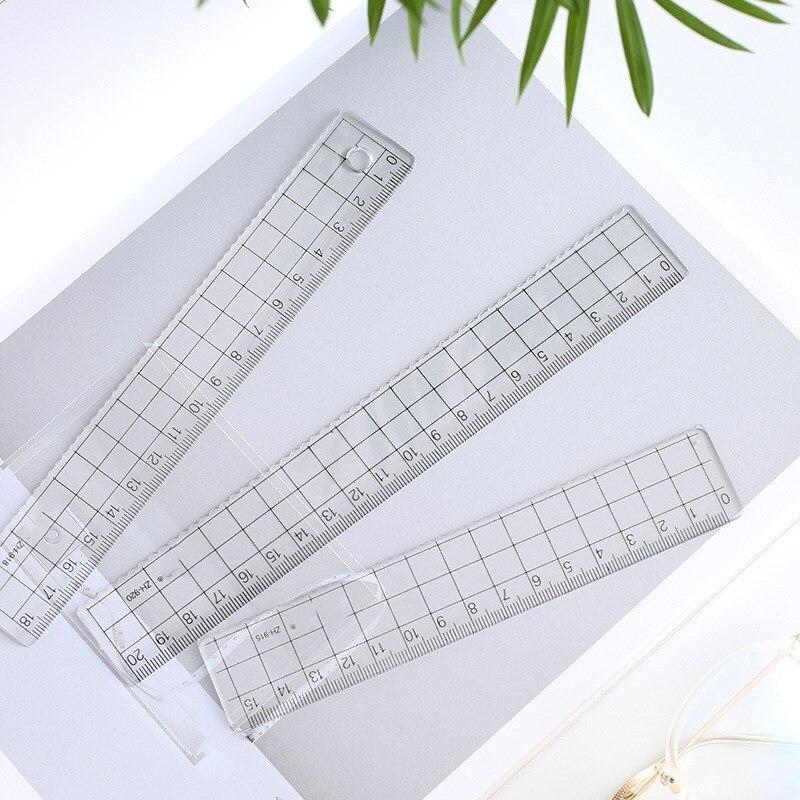 1 Pc Transparent Simple Style Plastic Ruler Student Office Stationery Drawing School Supplies