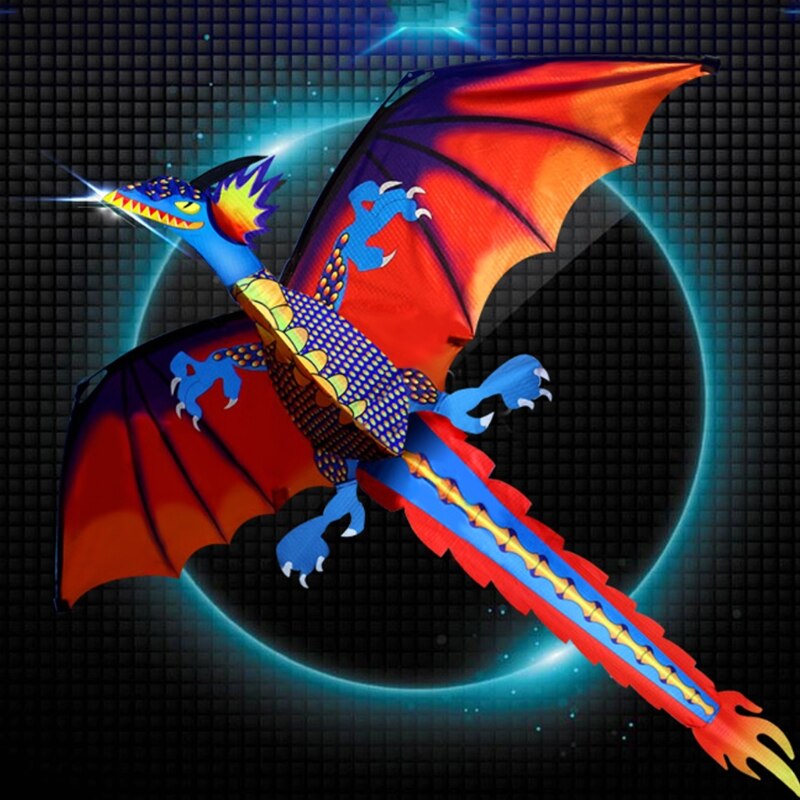 3d drachen mit schwanz, drachen für erwachsene, zum fliegen im freien, 100m drachenleinen