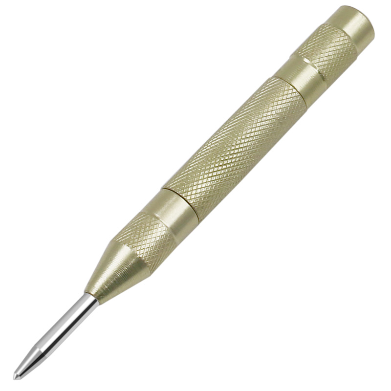 5 Inch Automatic Center Pin Punch Spring Loaded Marking Starting Holes Tool: Golden