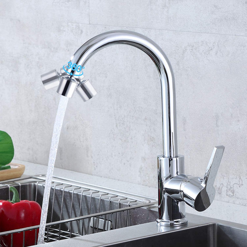 Doppelter Funktions-Anti-Spritzschutz-Bubbler, Küchenarmatur-Belüfter, 360-Grad-Schwenk-Wasserhahn-Diffusor, Badezimmer-Wasserfilter-Düsenmischer
