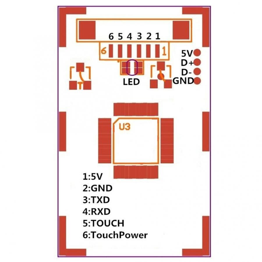 R301T Mini Capacitive Fingerprint Collection Identification Module with Finger Induction Output DC 4.2-6.0V Fingerprint Scanner