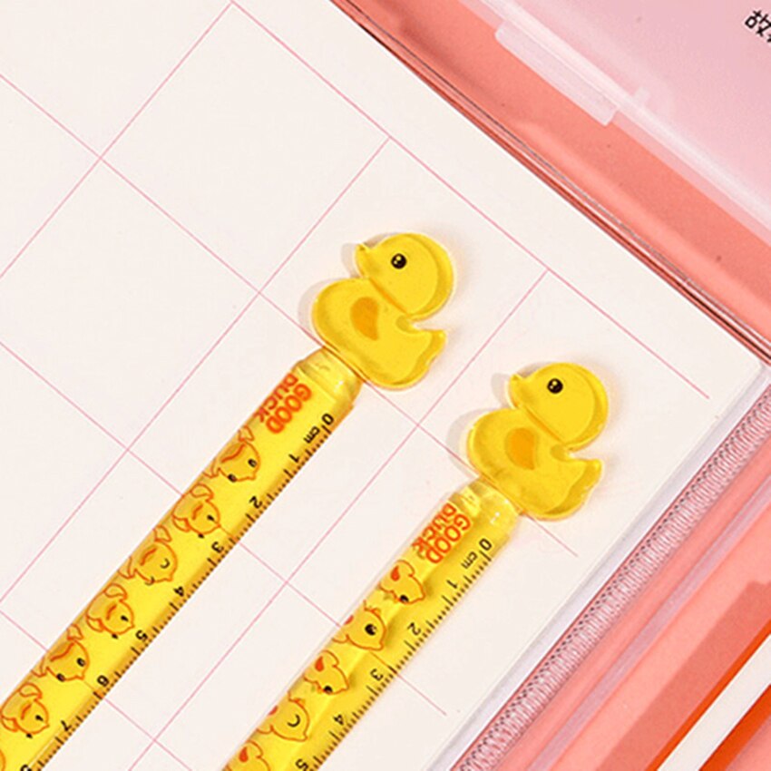 1pcs Student Drawing Tool Cute Cartoon Duck Measuring Ruler 12cm Plastic Rulers Children Student Stationery Office Supplies