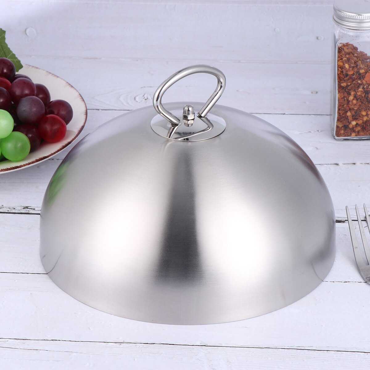Stainless Steel Steak Cover Teppanyaki Dome Dish Lid Anti Oil Splashing Food Cover Cooking Tool for Restaurant Home (20cm)