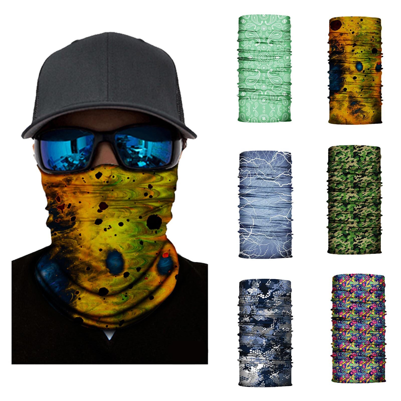 Printed Seamless Bandana Sports Headband Balaclava Neck Buff Outdoors Washable Mask Scarf Face Shield Women Men Spider Punisher