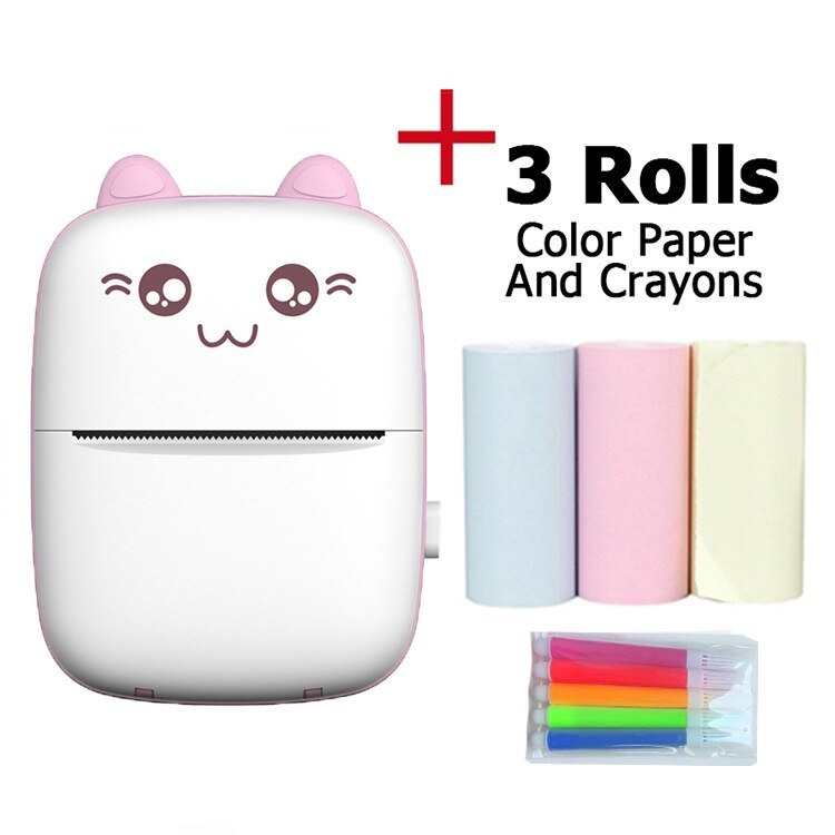 Draagbare Thermische Printer Draadloze Mini Kat Print Foto Pocket Thermische Label Printer 58Mm Printing Bluetooth Android Ios Printers: Package 6