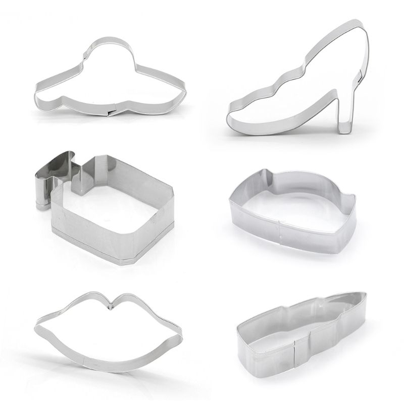 6 Stks/set Roestvrijstalen Lippenstift Bag Cookie Cutter Mold Sugarcraft Pastry Biscuit Fondant Taart Bakvorm Diy Decorating: Default Title