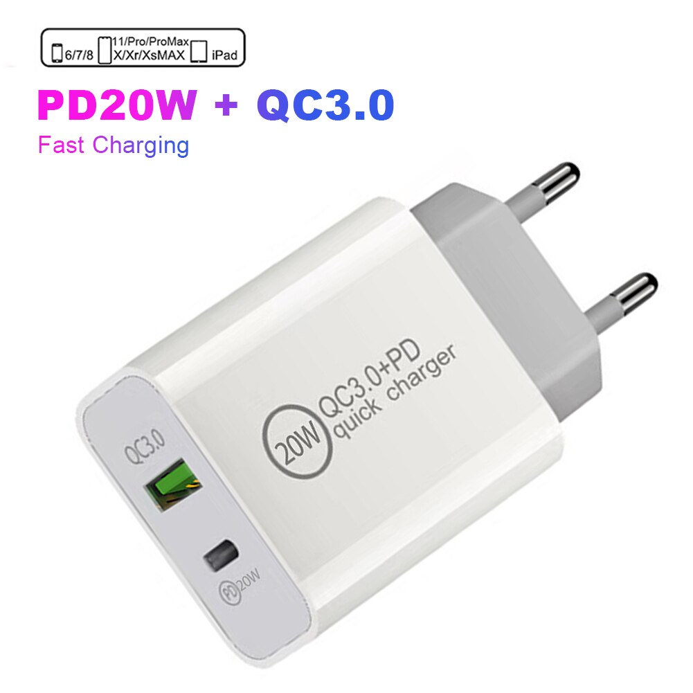 Cargador tipo C de 20W para iPhone 12 Pro Max, carga rápida 3,0, QC PD, 20W, USB-C, pared de viaje para iPhone 12