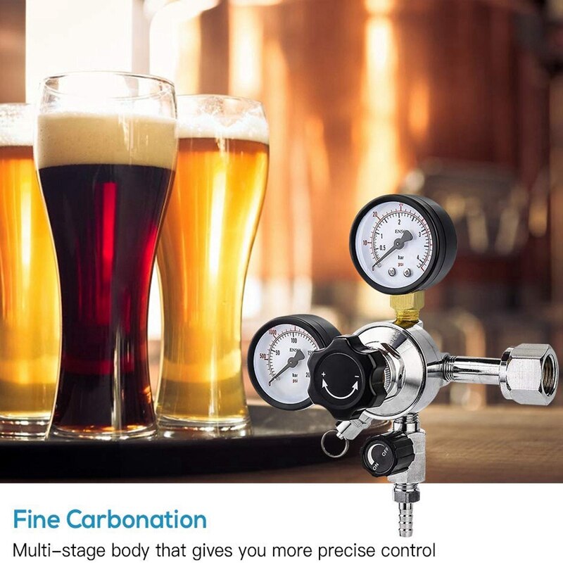 -Keg Regulator CO2 CGA-320, 0-60 PSI Working Pressure, 0-3000 PSI Tank Pressure, Beer Regulator, Co2 Pressure Regulator with