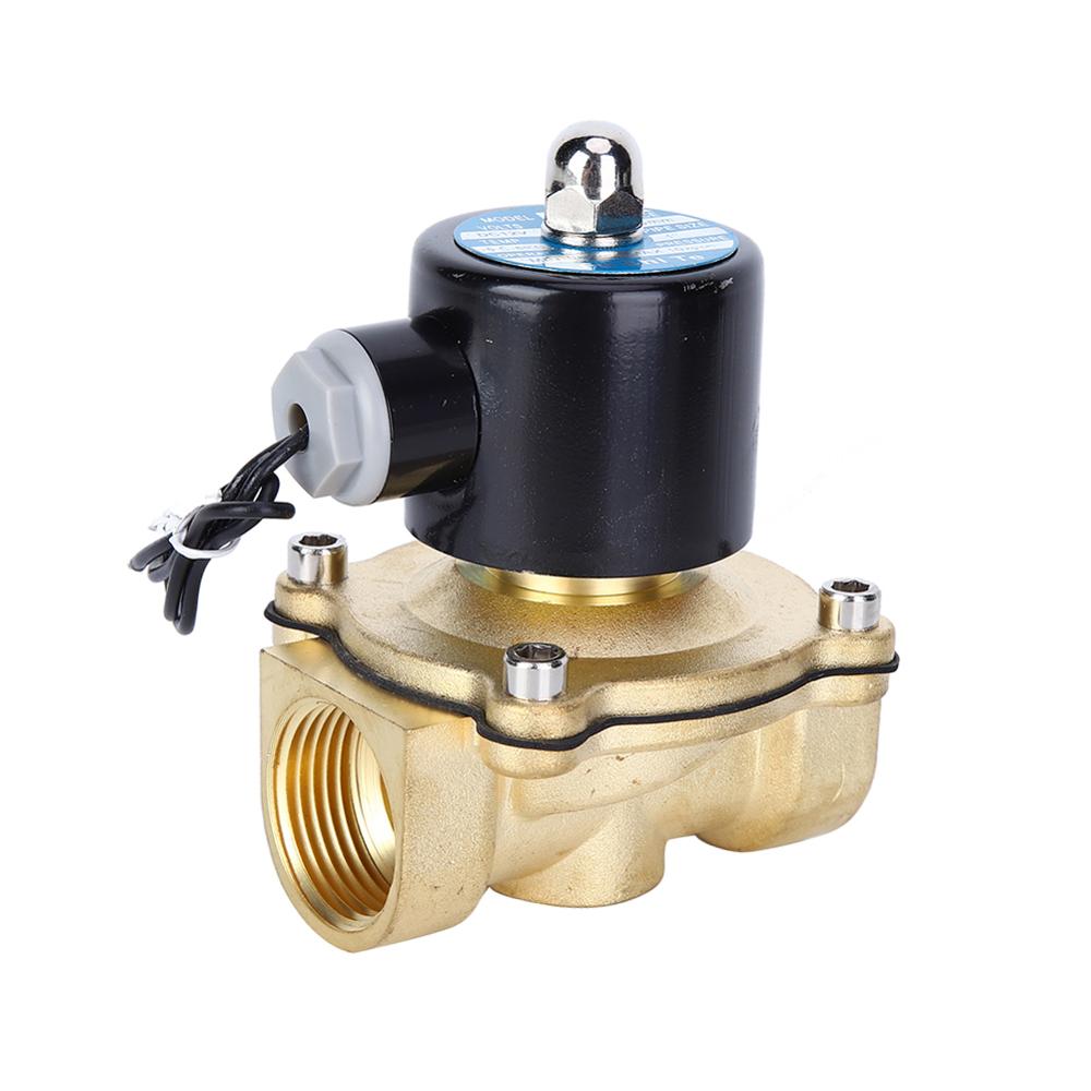 Válvula Solenoide eléctrica cc 12V, 1 pulgada, latón, 2 vías, 2 posiciones, válvula magnética eléctrica, aire normalmente cerrado
