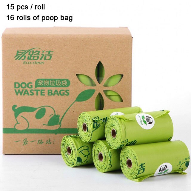 8/16 rollos bolsa de caca de mascota Degradable bolsa de basura portátil amigable con la tierra bolsas de residuos de perro suministros para caminar dispensador de recogida redondeado: 3